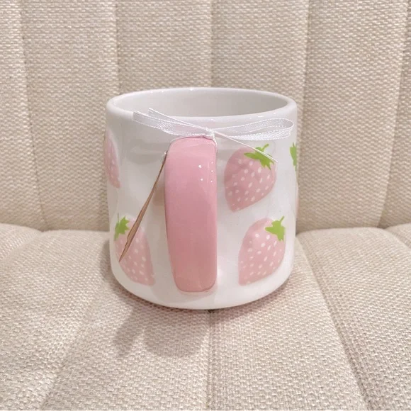 NEW Lang Hand Painted Spring Pink‎ Strawberry Coffee Mug - Picture 3 of 3